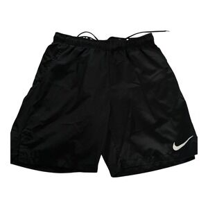 Nike Dri-Fit Trunks Short Mens L Black Logo Graphic Drawstring‎ Slash Pockets